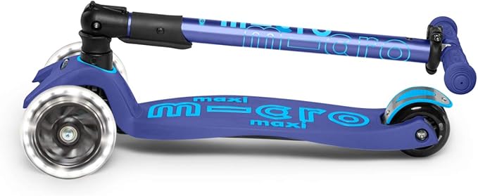 Micro Kickboard - Maxi Deluxe Foldable LED - Three Wheeled, Lean-to-Steer, Fold-to-Carry Swiss-Designed Micro Scooter for Kids with Motion-Activated Light-Up Wheels for Ages 5-12