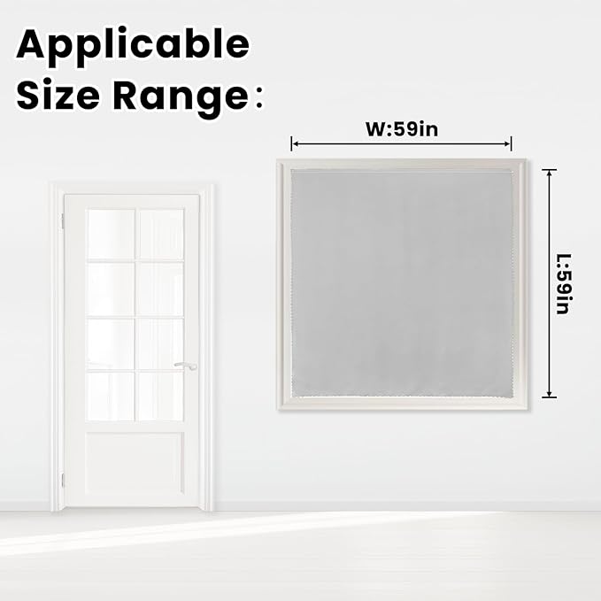 self Adhesive Curtains Portable Blackout Curtain Simple and Easy to Install Bedroom Window Thermal Lnsulated Kitchen Room Darkening Black Small Drapes, 59" W X 59" L, White, 1 Panel