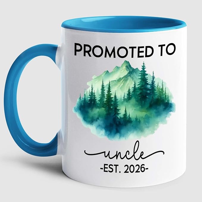 Promoted To Uncle Coffee Mug Gift For New Uncle EST 2026 Father's Day, Personalized Year Name Uncles White Teacup 11 15Oz, Customized Uncles Accent Mug Gift For Brother Family Pregnancy Announcement