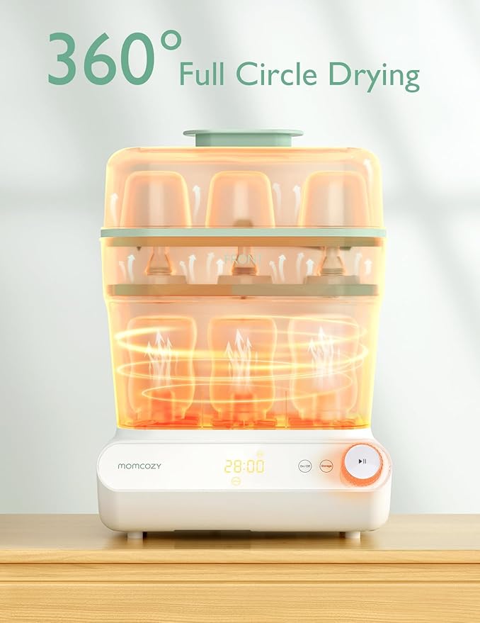 Momcozy 3 Layers Large Bottle Sterilizer and Dryer, Fast Sterilize and Dry, Universal Bottle Sterilizer for All Bottles & Breast Pump Accessories, Touch Screen & Auto-Off Bottle Sanitizer