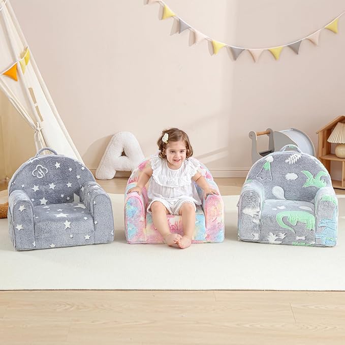 Toddler Chair Comfy,Toddler Couch Fold Out, 2-in-1 Kids Chair,Flip Out Kids Couch,Toddler Sofa Convertible,Children Reading Chair for Age 1-3(Pink)