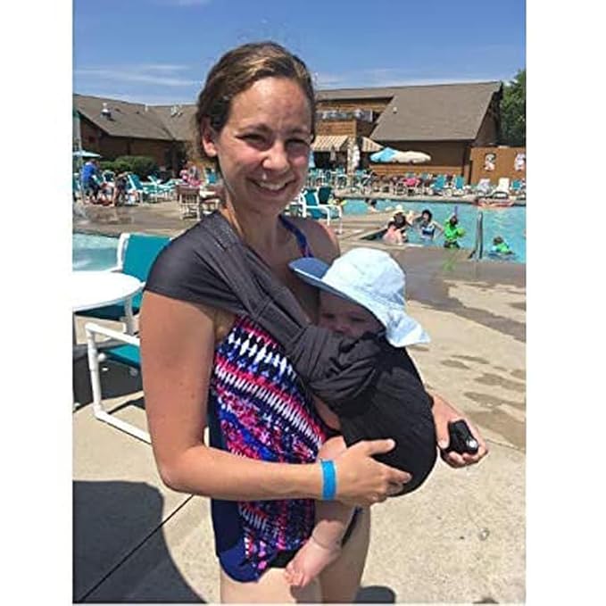 CUBY Water Baby Sling Carrier Lightweight Breathable Mesh Baby Wraps Carrier Adjustable Ring Sling Quick-Drying Baby Carriers Sling for Newborn Toddler Summer Swimming Pool Beach(Dark Gray)