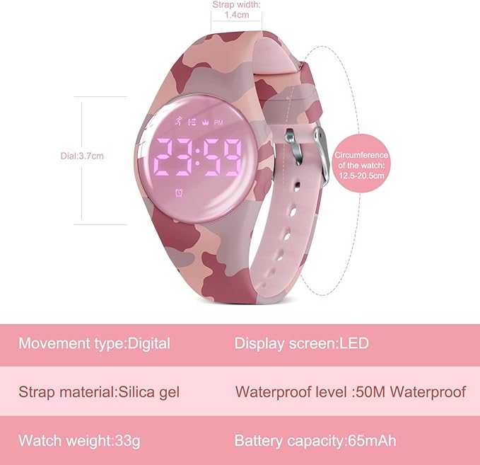 Kids Watches for Girls Boys Digital Sport Watch with Step Counter Pedometer Vibration Alarm Clock, No App Waterproof Fitness Tracker Kids Watch Boys Girls Teens Students Ages 5-16