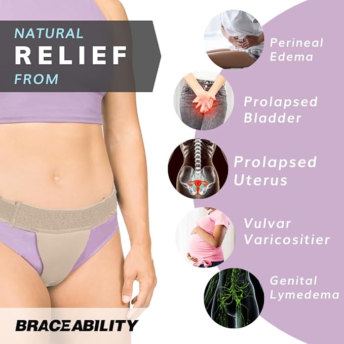 BraceAbility The Pelvic Pro Patented Prolapse Uterus Support Belt Girdle for Women’s Prolapsed for Dropped Bladder, Vulvar Varicosities, Postpartum Recovery, Symphysis Pubis Dysfunction Pain (M)