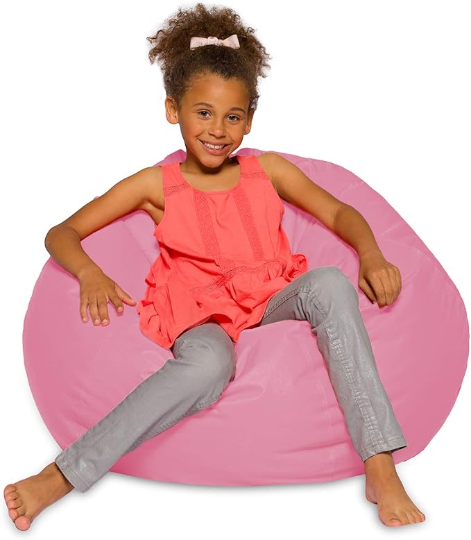 Posh Creations Bean Bag Chair for Kids, Teens, and Adults Includes Removable and Machine Washable Cover, Solid Pink, 38in - Large