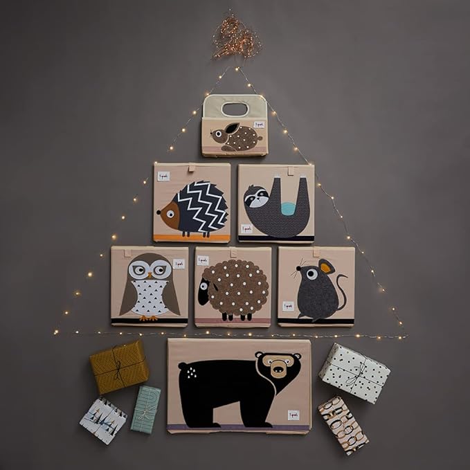 3 Sprouts Toy Storage Organizer: Toy Box Cube Organizer for Playroom, Nursery - Foldable Storage Bin - Sloth