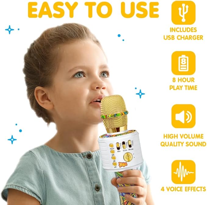 Move2Play, Kids Karaoke Microphone | Includes Bluetooth & Pre-Loaded Songs | Birthday Girls Present for All Ages, 2, 3, 4, 5+ Year Old Girls, Boys & Toddlers (Graffiti)
