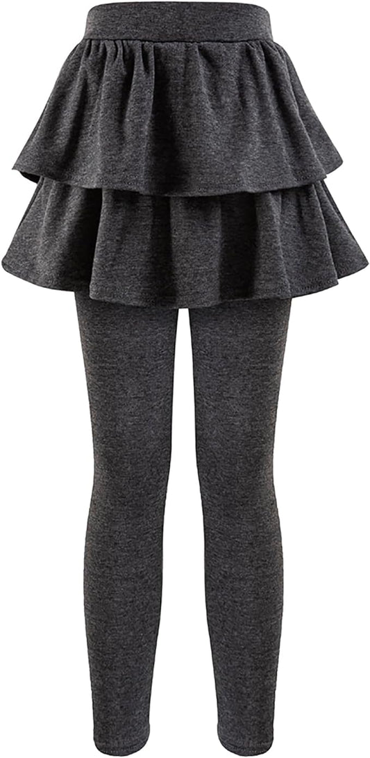 Girls School Uniform Pants Leggings with Skirts Stretch Warm Jegging 4-12 Years