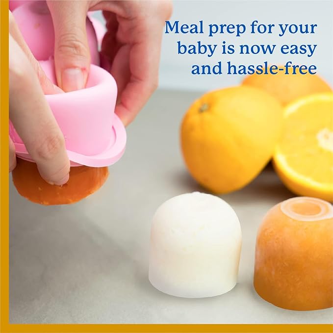 Samuelworld Baby Breast Milk and Food Storage Container, 12 Portions x 2.5oz, Stackable Food Grade Silicone Tray with Clip-On Hard Lid for Homemade Purees, Vegetables & Fruits - Teal