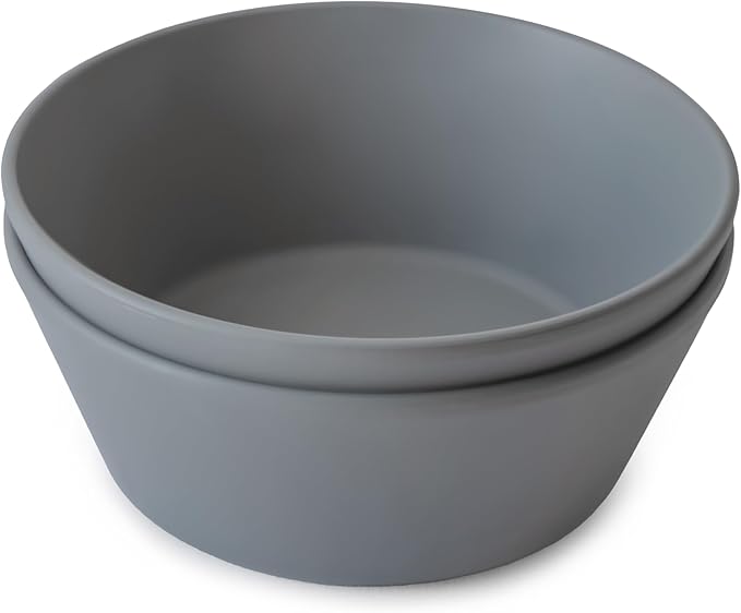 mushie Round Dinnerware Bowls for Kids | Made in Denmark, Set of 2 (Smoke)