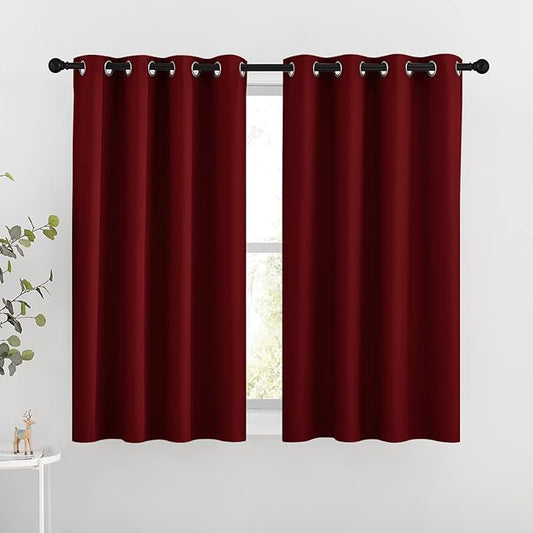 NICETOWN Blackout Draperies Curtain Panels - Thermal Insulated Solid Grommet Blackout Curtains/Panels/Drapes for Living Room(Burgundy Red, 1 Pair, 46 by 54-Inch)