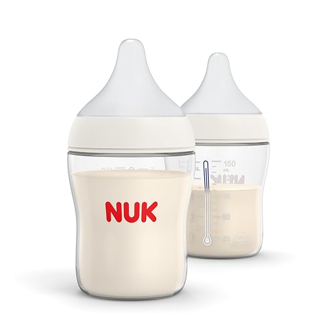 NUK Perfect Match 2-in-1 Natural and Anti-Colic Bottle with Slow Flow, Wide, Adaptable Nipple, 5oz., 2 Pack