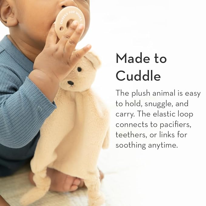 Pacifier Holder with Detachable Pacifier by Bella Tunno, Soft Animal Lovey Snuggle Toy Attaches to Teethers, Baby Gift for Newborn Boys and Girls, Babies 0+ Months, Elephant