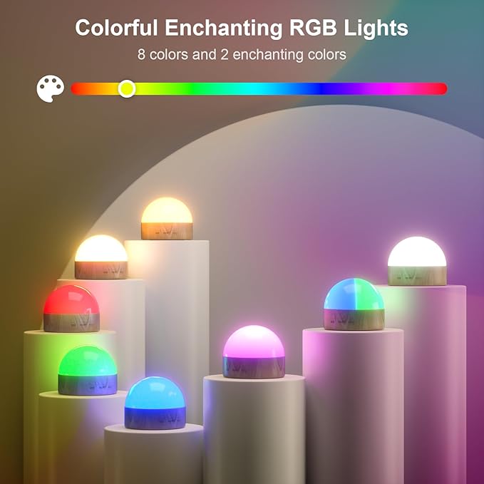 Kintion Night Light, Dimmable 8 Color Portable LED Night Light, 1800mAh Rechargeable Nursery Light Lamp, Soft Eye Caring Warm White, White, Red, Blue, Green Color Lighting for Sleep Aid (Brown, 2pcs)