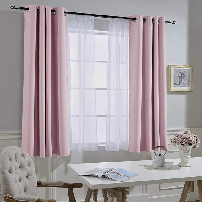 NICETOWN Bedroom Curtains Room Darkening Draperies - Room Darkening Drapes/Panels for Bedroom, Grommet Top 2-Pack, Lavender Pink, 52 x 54 inches Long, Thermal Insulated, Privacy Assured