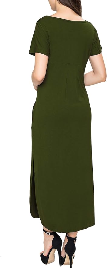 Smallshow Women's Maternity Nursing Dresses Split Long Dress for Breastfeeding