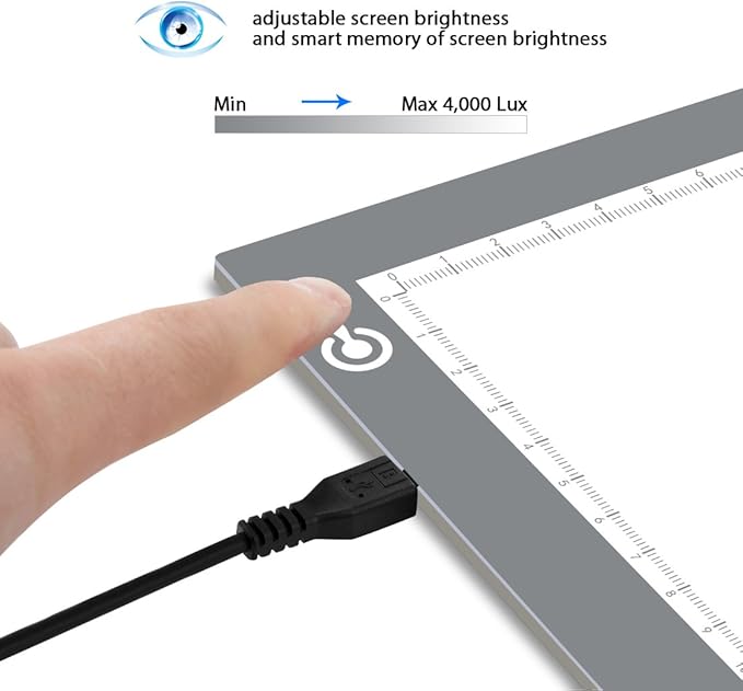 LitEnergy Portable A4 LED Copy Board Light Tracing Box, Silver Ultra-Thin Adjustable USB Power Artcraft LED Trace Light Pad for Tattoo Drawing, Streaming, Sketching, Animation, Stenciling