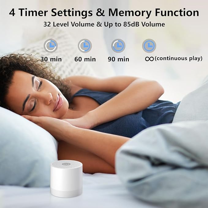 Portable Sound Machine Mini White Noise Machine with 30 Soothing Sounds for Newborn Baby Kids Adults Rechargeable Sleep Brown Noise Machine 4 Timers Memory Function for Travel Camping Home Office