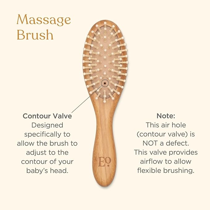 Natural Bamboo Hair Brush & Comb Set, 3 Piece - Cradle Cap Brush, Massage Hair Brush, Bamboo Comb for Toddlers, Newborns & Infants I Baby Registry Gift