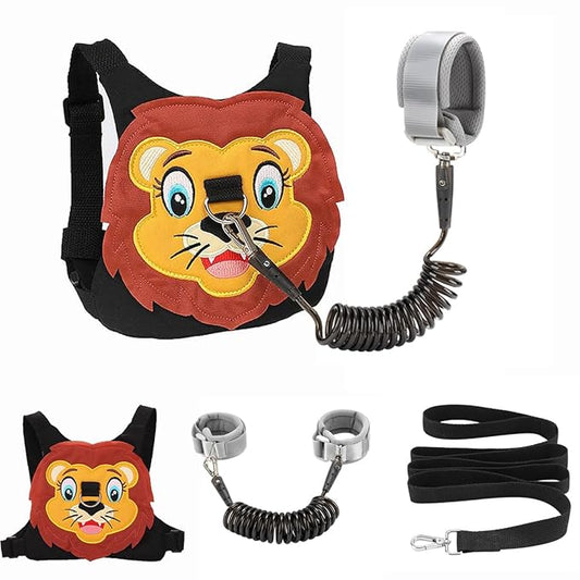 Toddlers Leash + Anti Lost Wrist Link Child Kids Safety Harness Kids Walking Wristband Assistant Strap Belt for Boys Pink Christmas Gift (Black 2)