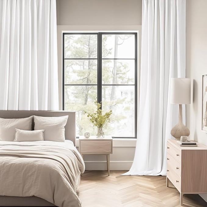 MIULEE Pure White Back Tab Blackout Curtains 102 Inch Long 2 Panels Set for Bedroom, Rod Pocket/Pinch Pleated Thermal Insulated Living Room Darkening Light Blocking Floor to Ceiling Drapes