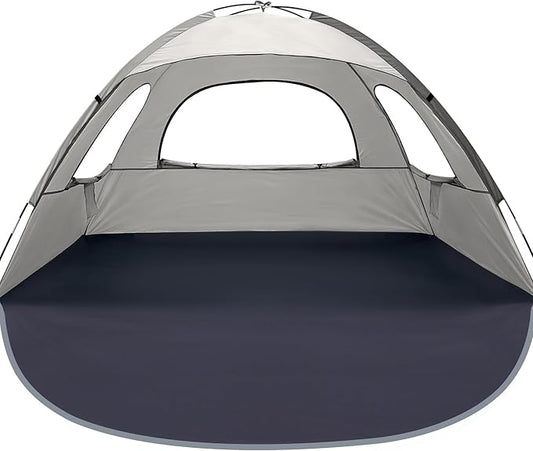 WhiteFang Beach Tent Anti-UV Portable Sun Shade Shelter for 3/4/6/8 Person, Extendable Floor with 3 Ventilating Mesh Windows Plus Carrying Bag, Stakes and Guy Lines