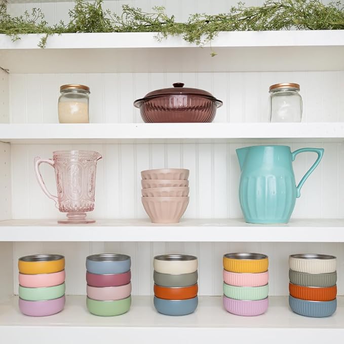 Monkey Proof™ Non-Toxic Stainless Steel Child Bowl 5” with Non-Slip Silicone Shell, (Set of 4 bowls) Unbreakable, Mess Free Feeding for Babies, Toddlers, Kids, BPA free (Mauve)