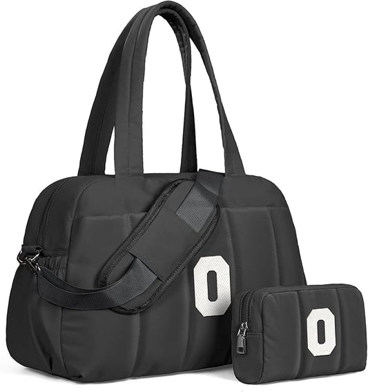 Monogram Gifts-Women Duffle Bag with Initial, Personal Item Travel Bags，Gym Bag with Wet Pocket，Lightweight Travel Bags Personalized Tote with Makeup Pouch