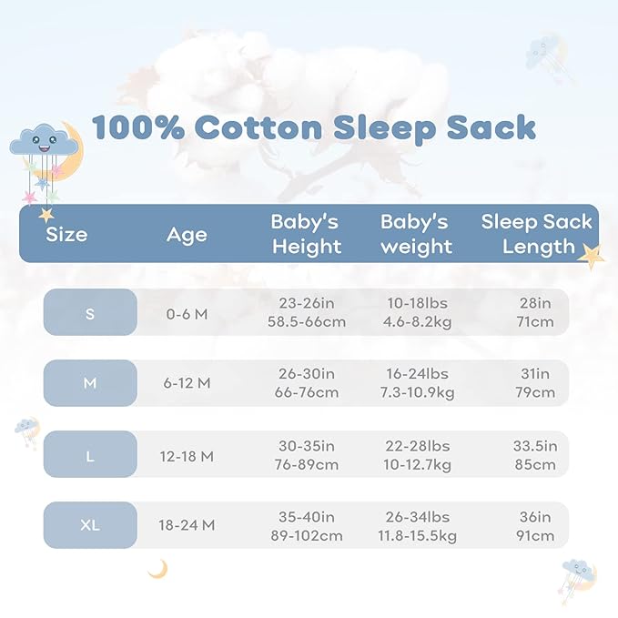 Yoofoss Baby Sleep Sack 0-6 Months Baby Wearable Blanket 100% Organic Cotton 2-Way Zipper TOG 0.5 Toddler Sleeping Sack 3 Pack, Comfy Soft Lightweight(Small)