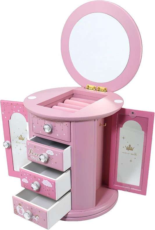 Pink Princess Castle Jewelry Box for Girls & Kids - Organizer Gift