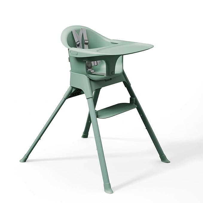 Mompush Olli 7-in-1 Convertible High Chair for Babies and Toddlers – Adjustable Height & Footrest, Dishwasher-Safe Tray, Compact Foldable Design for Easy Storage & Travel, Lightweight Yet Durable