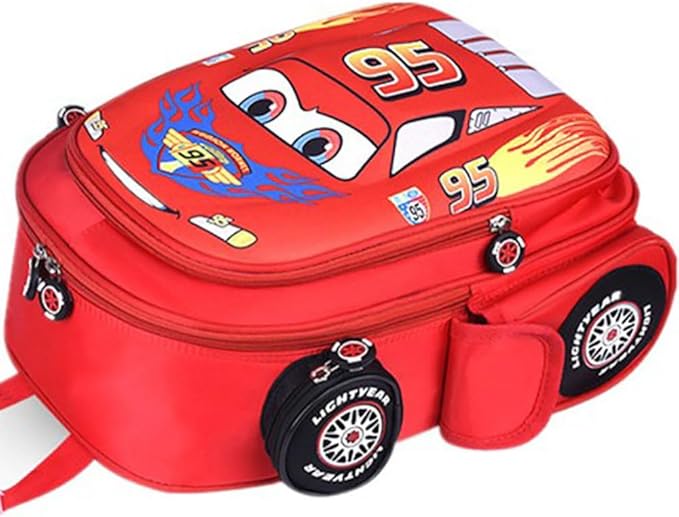 Kid Toddler Boys Girls Backpack Waterproof Cartoon Truck Car Child Snack School Bag Kindergarten Backpack (Red)