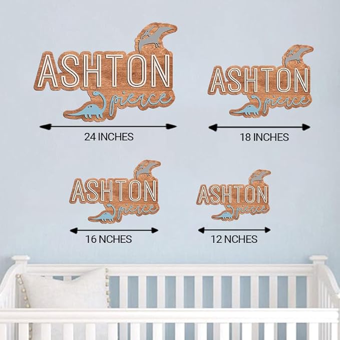 Personalized Wooden Baby Name Sign for Nursery, Dinosaur Nursery Decor for Kids ROM, Name Sign for Boys, Door Hanging Gift/4