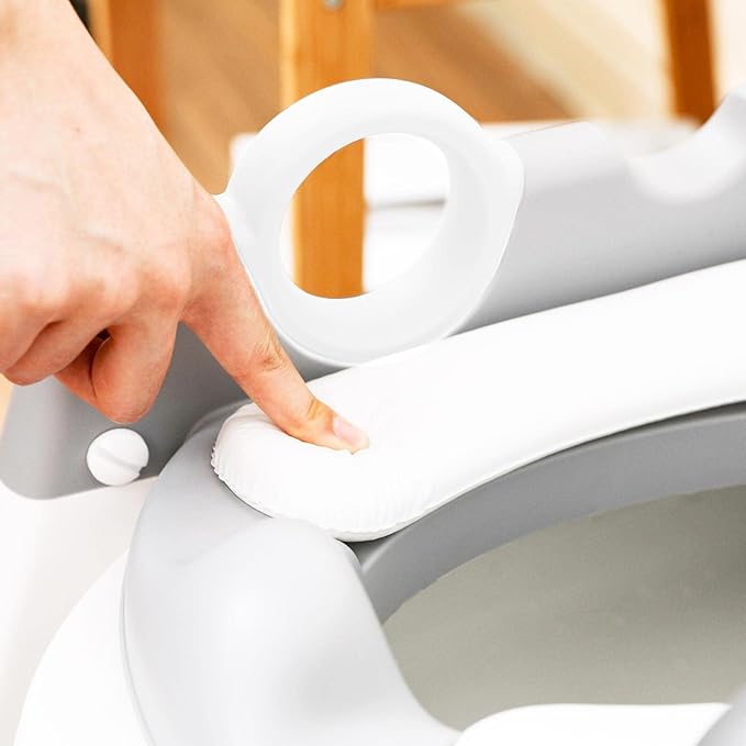 Wiifo Sturdy Potty Ladder with Soft Padded Cushion for Kids and Toddler, Step Stool Ladder for Toilet Training Seat(Grey White)