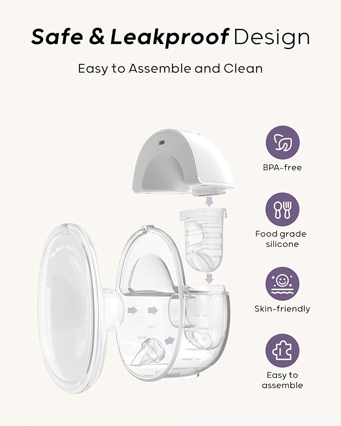 Nuliie Hands-Free Breast Pump, Wearable Breastfeeding Pump 4 Modes 9 Levels with 18/21/24MM Flange, Electric Breast Pump Portable, Replaced Pumping Accessories Included (Ghostwhite, 2 Packs)