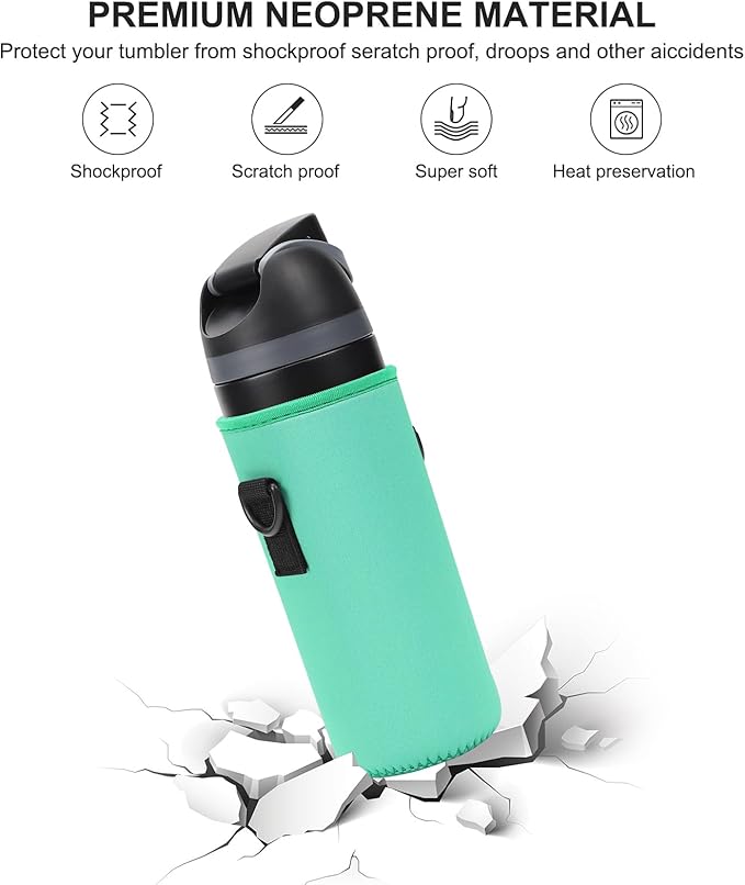 Neoprene Water Bottle Carrier Bag with Adjustable Shoulder Strap for Owala 24 OZ Tumbler, Insulated Water Bottle Cover for Owala FreeSip Insulated Water Bottle (Teal, 24 OZ)