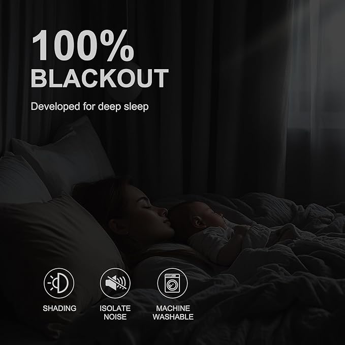 NICETOWN Plylux Blackout Curtains for Home Decor - Thermal Insulated Portable Privacy Blackout Curtains Window Treatment Drapes for Living Room Bedroom Patio Door, 1 Pair, Silver Grey, 52" W x 95" L