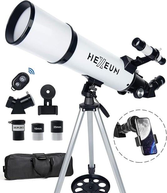 Telescope 80mm Aperture 600mm - Astronomical Portable Refracting Telescopes Fully Multi-Coated High Transmission Coatings AZ Mount with Tripod Phone Adapter, Wireless Control, Carrying Bag.