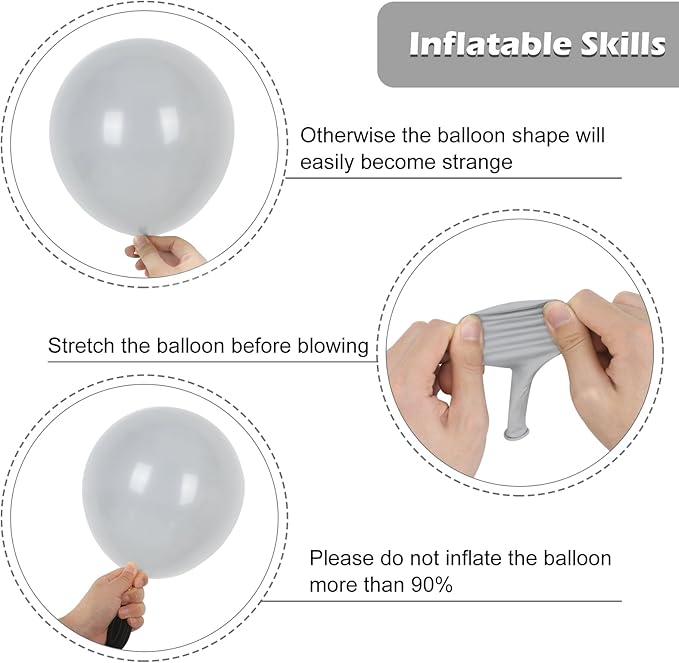 RUBFAC 129pcs Gray Balloons Different Sizes 18 12 10 5 Inches Matte Grey Latex Balloon Garland Arch Kit for Birthday Party Graduation Baby Shower Wedding Holiday Decoration