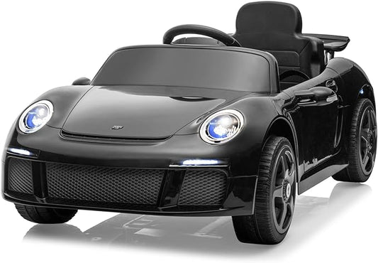 Licensed RUF CTR3 12V Kids Electric Car with Parent Remote Control, 2 Motors, 3 Speeds, LED Lights, MP3 Player | Battery Powered Ride-On Toy for Kids to Drive - Black