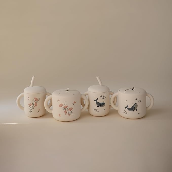 mushie Silicone Snack Cup | Spill Proof Food Container for Toddler and Baby (Whales)