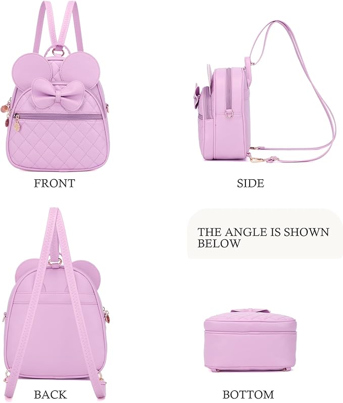 KL928 Girls Bowknot Polka Dot Cute Mini Backpack Small Daypacks Convertible Shoulder Bag Purse for Women