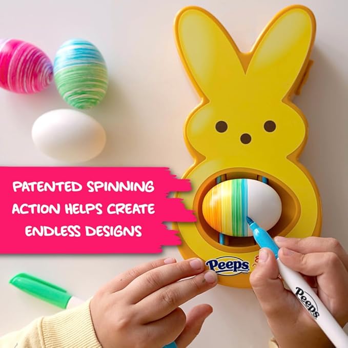 The Eggmazing Egg Decorator - Peeps Bunny - Arts and Craft Set Includes 6 Colorful Quick Drying, Non-Toxic Markers - Yellow - Packaging May Vary