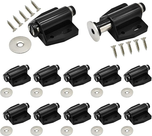 12Pack Magnetic Touch Push to Open Door Latch for Heavy Duty Door Push Release Latch Kitchen Drawer Push Catch Pop Out Latch Kitchen Closet Door Closing (Black)