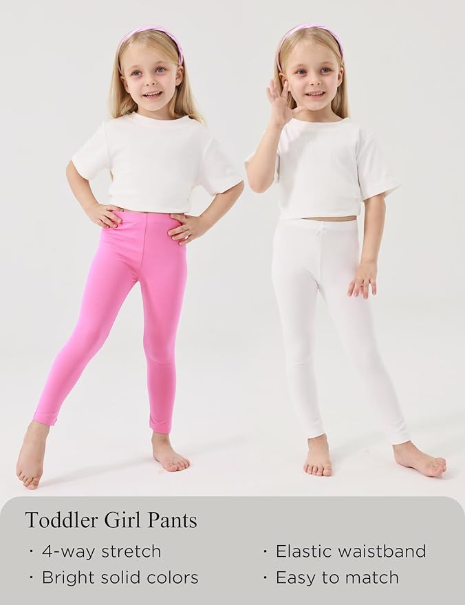 Toddler Girls Leggings 2-Pack Bamboo Viscose Little Girls Casual Stretch Pants