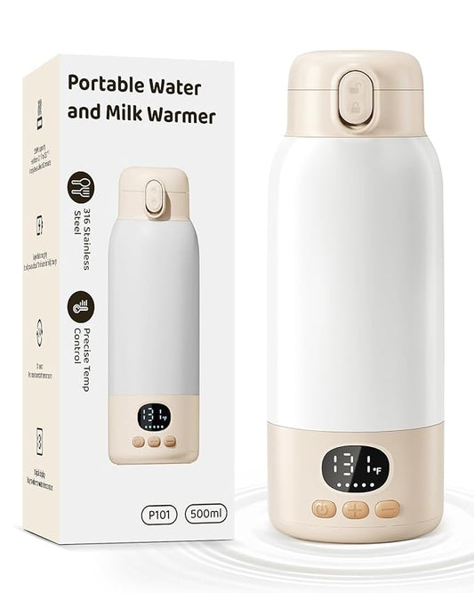 Portable Bottle Warmer for Travel, 17 Ounces Milk Warmer for Baby Breastmilk with Fast Heating & Precise Temp Control, Bottle Warmer for Car, Outdoors