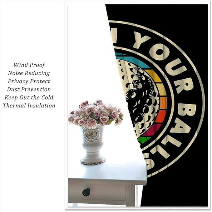 Golf Blackout Curtains for Boy Girl Room Darkening Decor,Sport Theme and White Motto Dark Background Bedroom Living Room Home Rod Pocket Thermal Insulated Window Curtain/Drapes Panel,72x63 Inch…