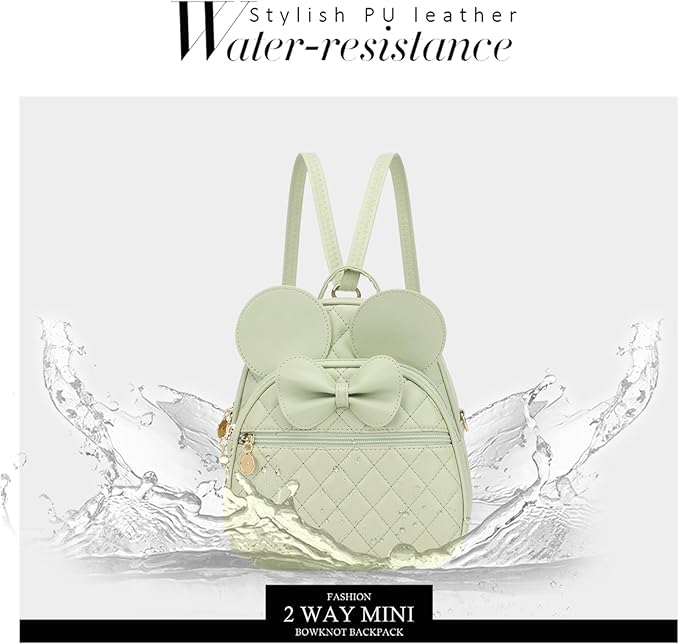 KL928 Girls Bowknot Polka Dot Cute Mini Backpack Small Daypacks Convertible Shoulder Bag Purse for Women