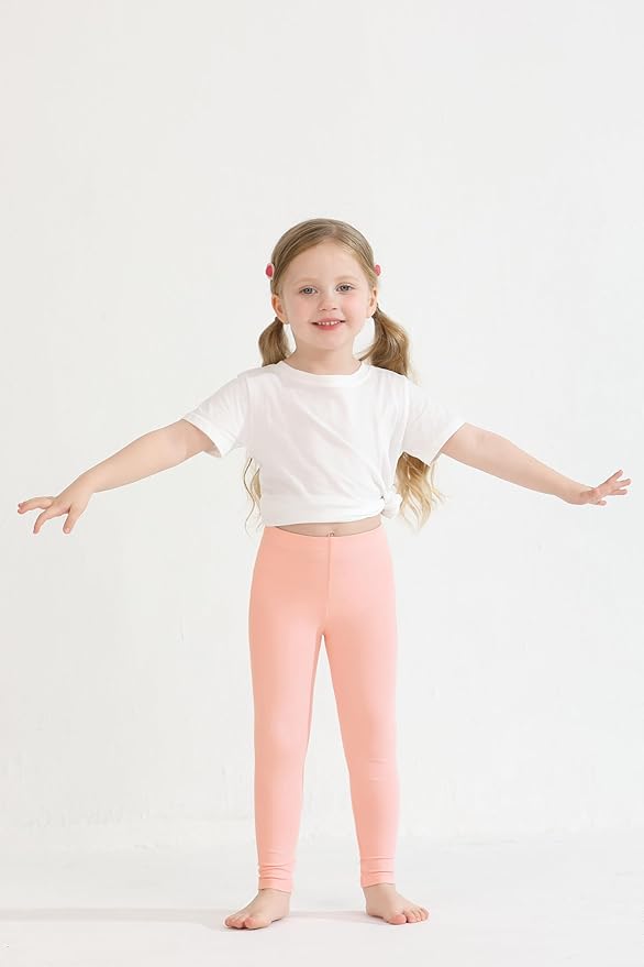 Resinta 4 Packs Toddler and Baby Girls Cotton Leggings Full Length Pants Stretchy Soft Tights Pants for Kids