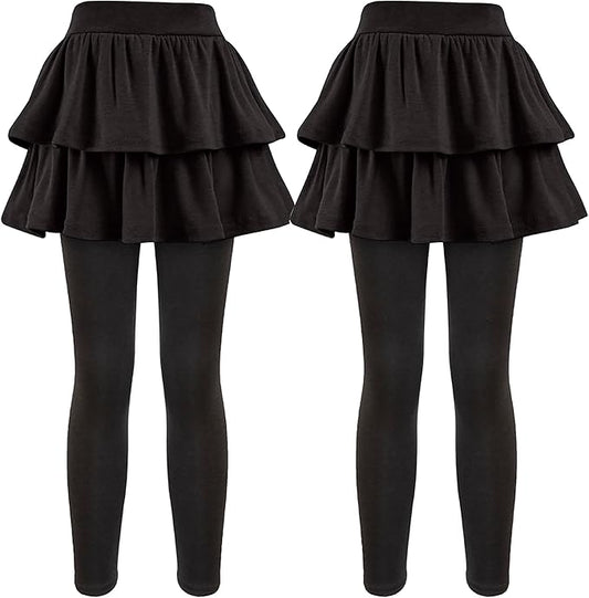 Girls School Uniform Pants Leggings with Skirts Stretch Warm Jegging 4-12 Years